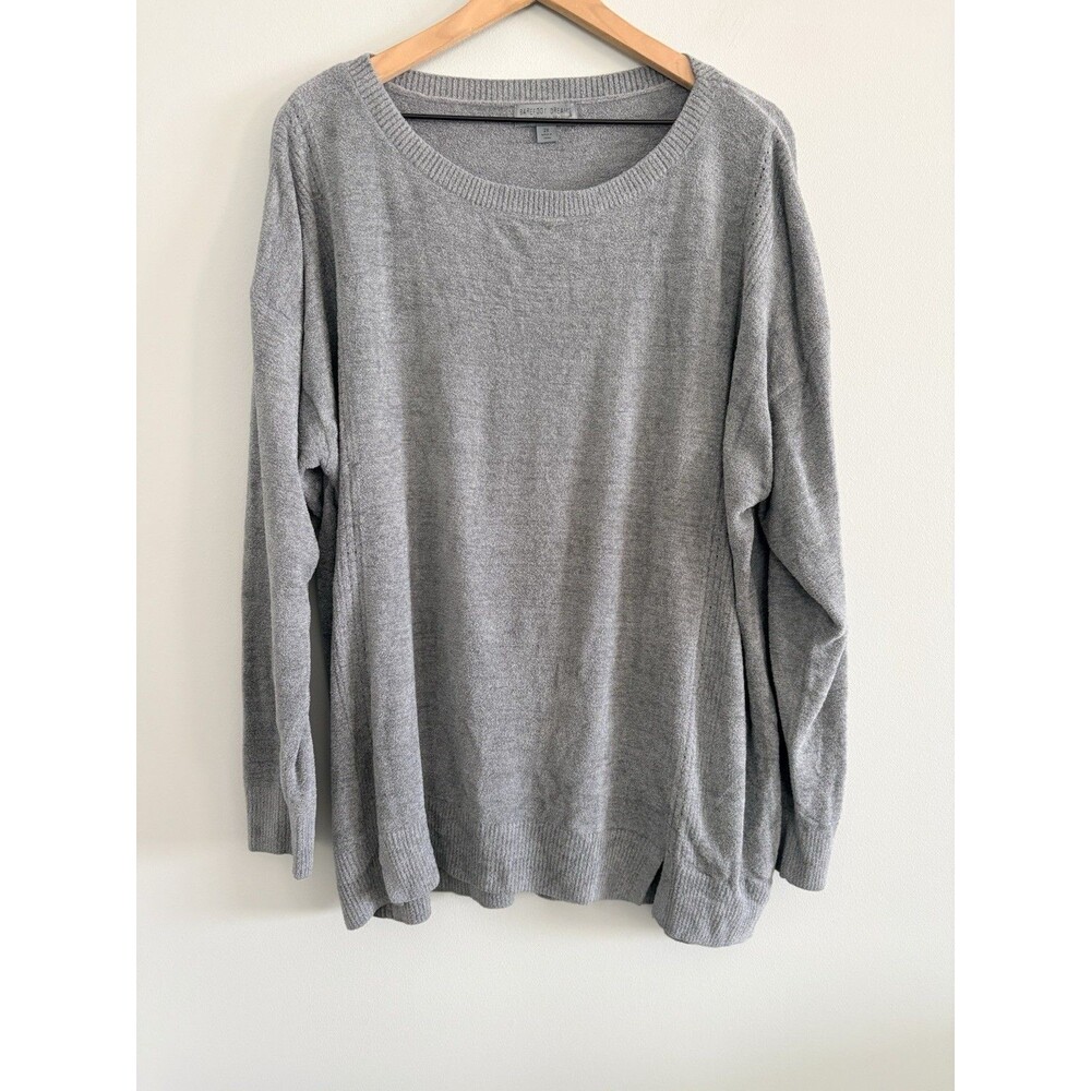 Barefoot Dreams CozyChic Ultra Lite Crew Neck Sweater Gray Women's Size 2X